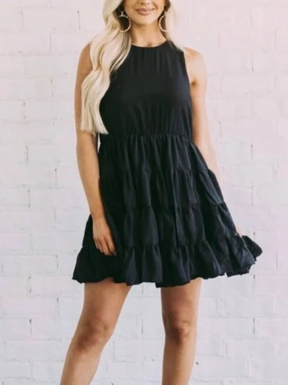 Mustard Seed black ruffle tiered dress